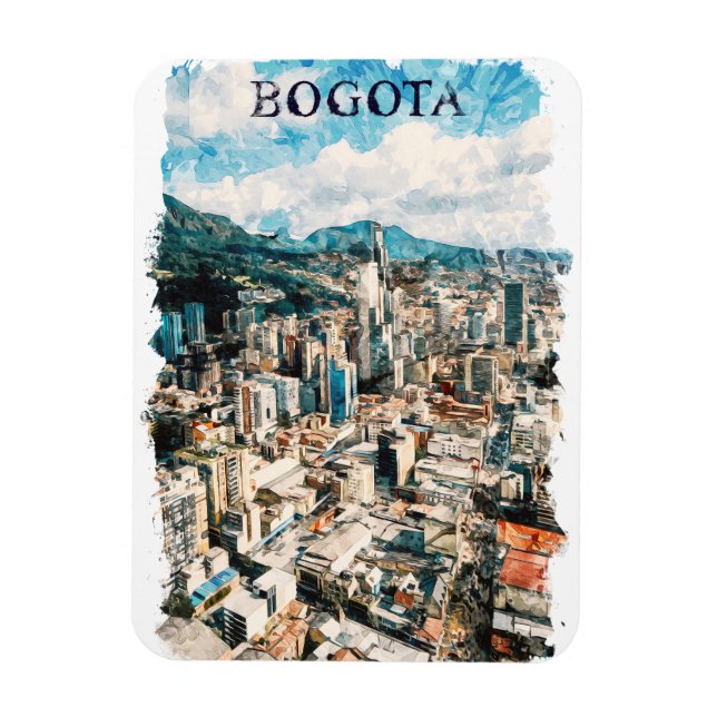 Bogota Kolumbien CIty View Watercolor Magnet (Vertikal)