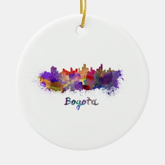 Bogotá skyline im Watercolor Keramikornament (Vorne)