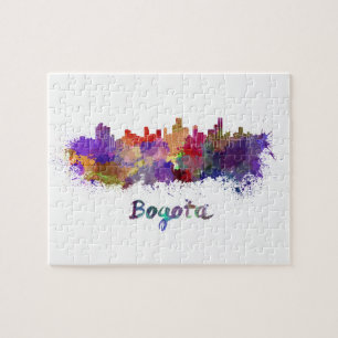 Bogotá skyline im Watercolor splatters