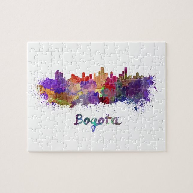 Bogotá skyline im Watercolor splatters (Horizontal)