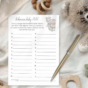 Bohème Bébé Bricks ABC Douche Carte de jeu