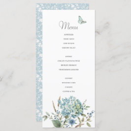 Bohème Bleu Botanique Aquarelle Mariage Menu