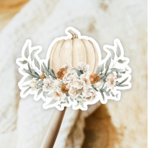 BOHEME Boho Fall Terracotta Floral White Pumpkin Aufkleber