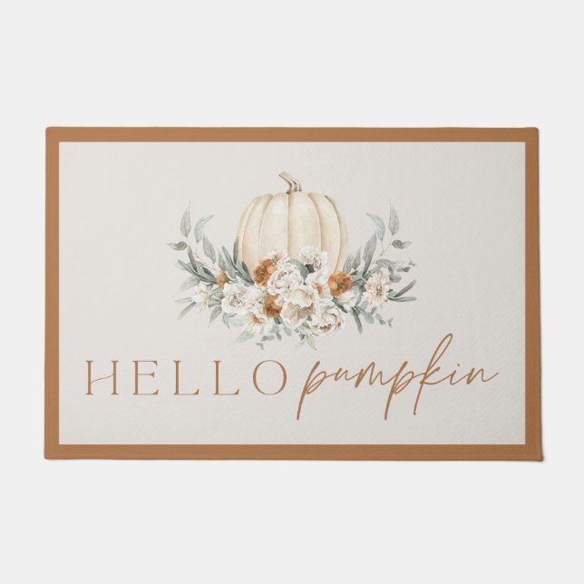 BOHEME Boho Terracotta Hello Pumpkin Herbst Herbst Fußmatte (Vorderseite)