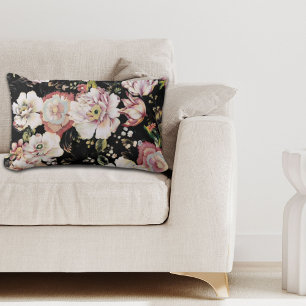 Bohème Chic Blush rosa Blumen dunkle Floral Lendenkissen