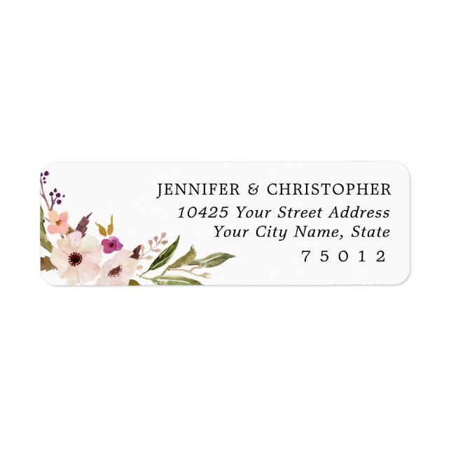 Bohème Chic Floral Adresse de retour Étiquettes (Devant)