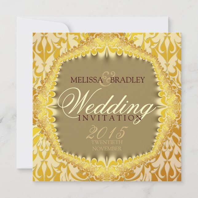 Bohème Damask Vintage Wedding Invitations (Devant)