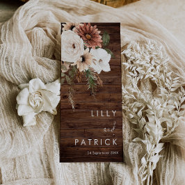 Bohème Floral Rustic Wood Wedding Programme