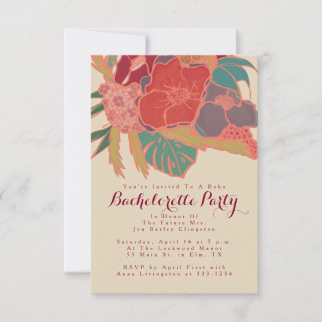Bohème Invitation Thématique Bachelorette Party (Devant)