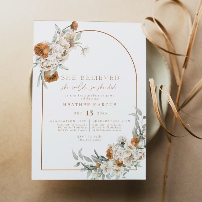 BOHEME Terracotta Floral Boho Arch Abschluss Einladung (Von Creator hochgeladen)