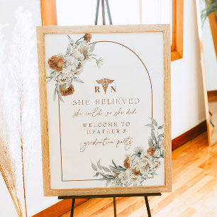 BOHEME Terracotta Floral Boho RN Nurse Abschluss Poster