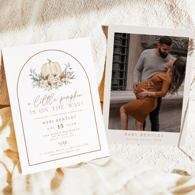 BOHEME Terracotta Floral Pumpkin Baby Dusche Einladung (Von Creator hochgeladen)