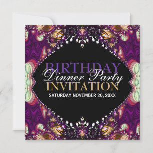 Bohème violet Invitation Dîner De Fête D'Anniversa