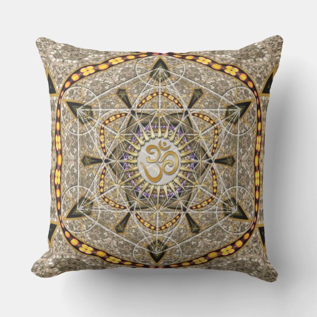 Bohème Yoga Or Om Géométrie Art Gros Coussin (Recto)