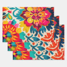 BOHEMIA 3 feuilles de beau giftwrap de style boho