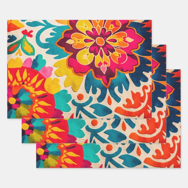 BOHEMIA 3 feuilles de beau giftwrap de style boho (Lot)