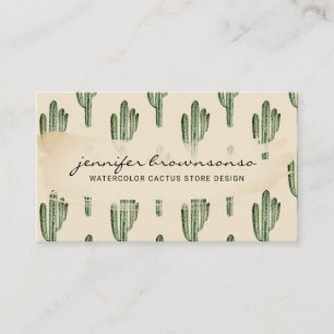 Bohemian Beige Grüne Blume Süßer Kaktus Visitenkarte