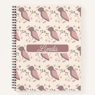 Bohemian Birds Stumm Rosa Name Journal Notizbuch