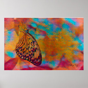 Bohemian Blaue Orange Hippie Schmetterling Poster