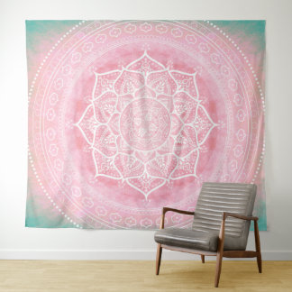 Bohemian Blush Pink & Blau Wandteppich