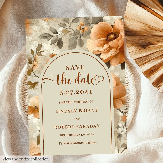 Bohemian Boho Erdiges Elfenbein-Salbei-Blumen-Save Einladung (Bohemian Boho Earthy Ivory Sage Floral Save Date)