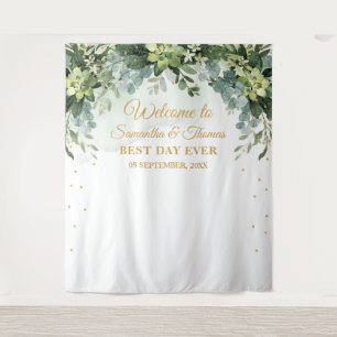 Bohemian boho Grünzeug Sukkulenten Hochzeitskuliss Wandteppich