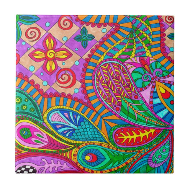 Bohemian Boho MOD Muster Fliese (Vorderseite)