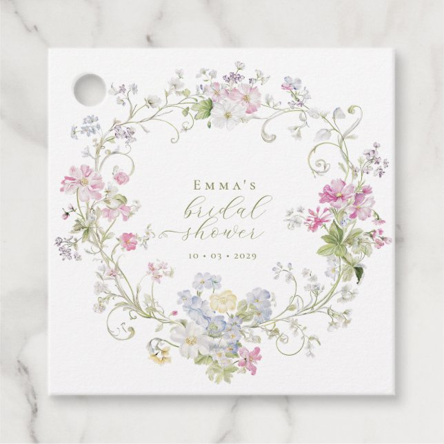 bohemian boho schick Wilde Blumen Brautparty Geschenkanhänger (Vorderseite)