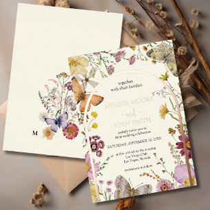 Bohemian Boho Wildflower-Hochzeit Folieneinladung