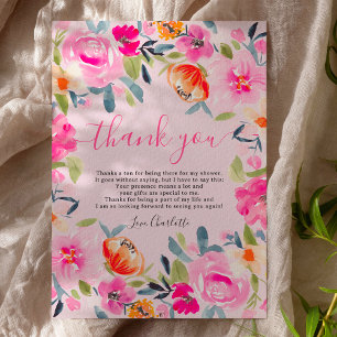 Bohemian-boldes florales Wasserfarben-Junggesellin Dankeskarte