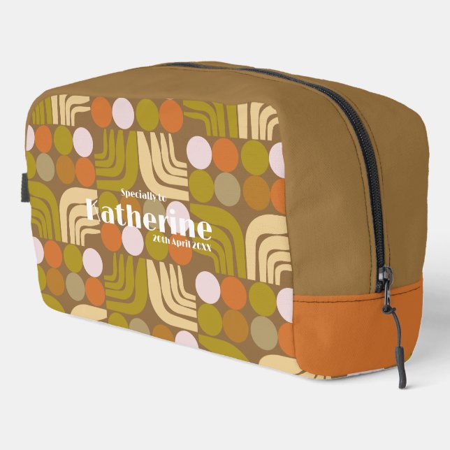 Bohemian Braun Grün Orange Waschbeutel (Rechte Ecke)