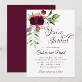 Bohemian Burgundy Feather Wedding | Ankündigung