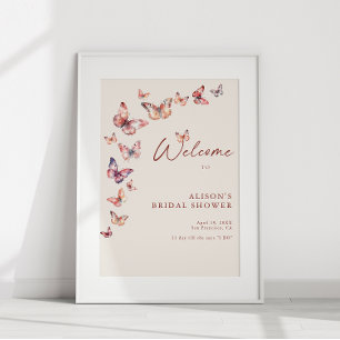 Bohemian Butterfly Brautparty Willkommensposter Poster