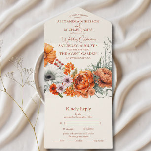 Bohemian Chic Floral Terrakotta Hochzeit All In One Einladung
