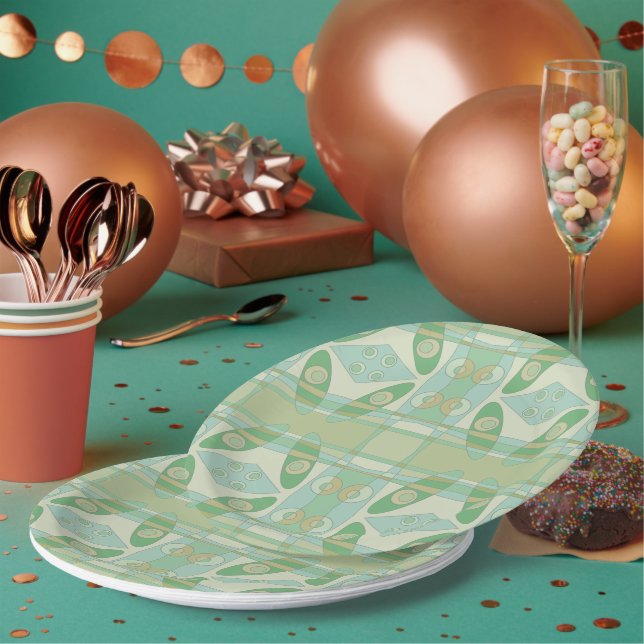 Bohemian Chintz New Green Olive Pappteller (Multi)