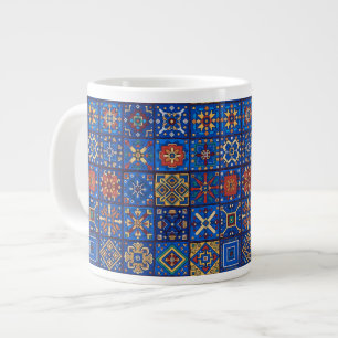 Bohemian Cobalt Blau Volkskunst Geometrische Motiv Jumbo-Tasse