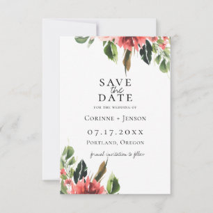 Bohemian Coral Blumen Save The Date Ankündigung