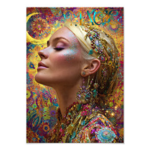 Bohemian Cosmic Goddess Kunstprint Magische Frau Fotodruck