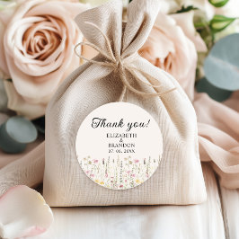 Bohemian Cream Floral Wedding Runder Aufkleber