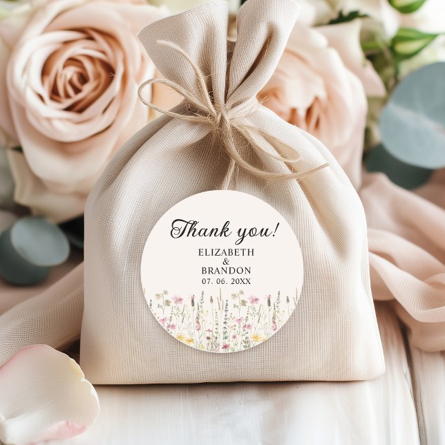 Bohemian Cream Floral Wedding  Runder Aufkleber (Von Creator hochgeladen)