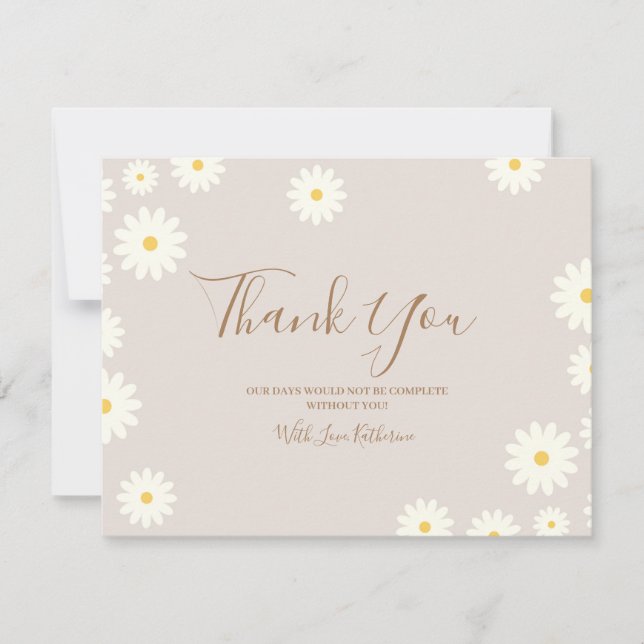 Bohemian Daisy Floral Baby shower Carte de remerci (Devant)