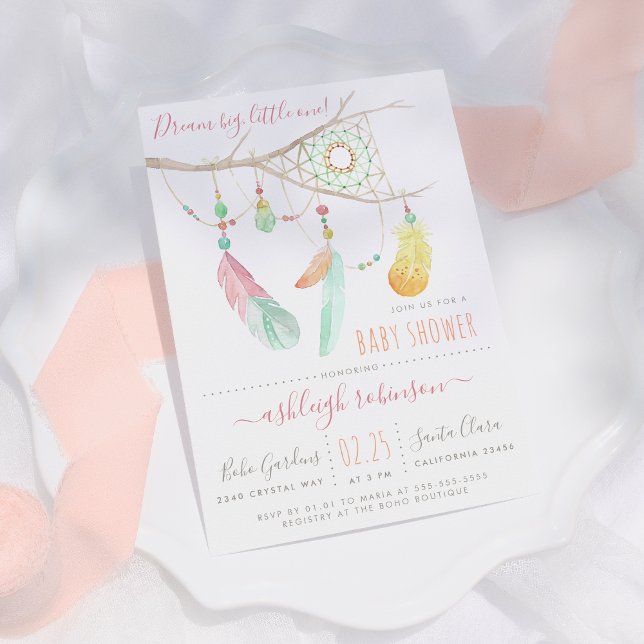 Bohemian Dream Catcher Baby Girl Shower Invitation (Créateur téléchargé)