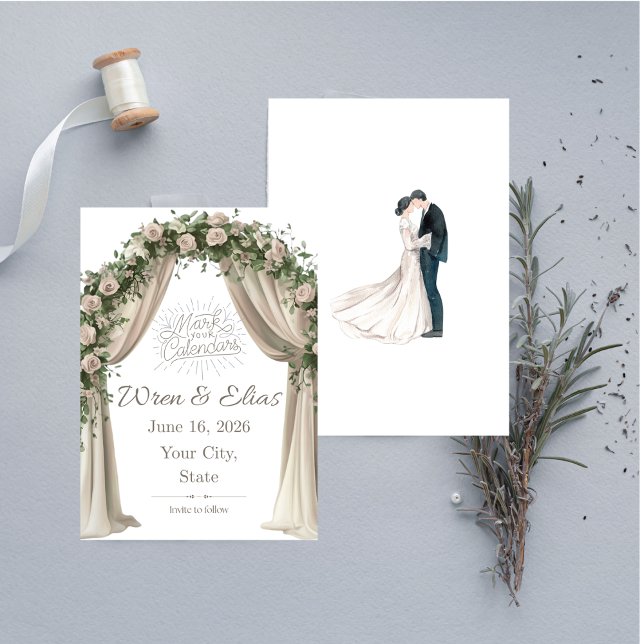 Bohemian Elegance Save the Date Card Einladung (Bohemian Elegance Wedding Save the Date Card)