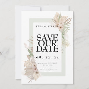 Bohemian eleganter grüner Blumenhochzeit Save The Date