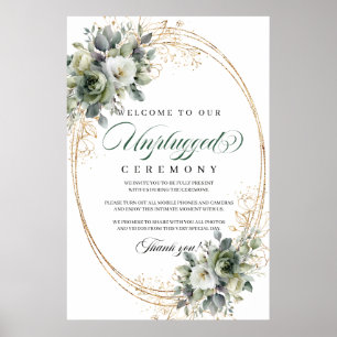 Bohemian Eucalyptus Unplugged Hochzeitsschild Gold Poster