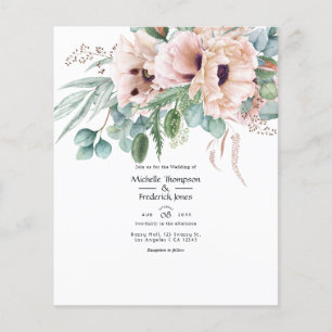 Bohemian Eukalyptus Rosa Mohn Hochzeit Flyer