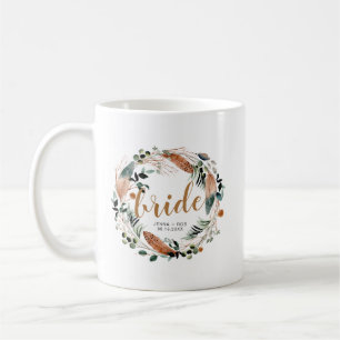Bohemian Feather Grün Boho Braut Tasse