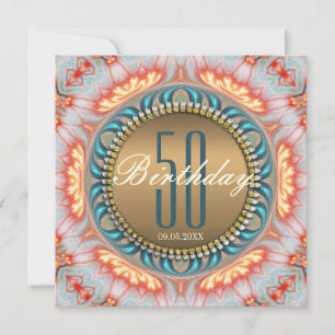 Bohemian Fire Mandala 50th Birthday Invitation