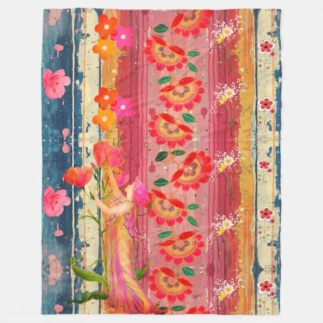 Bohemian Floral Fleece Blanket (Vorderseite)