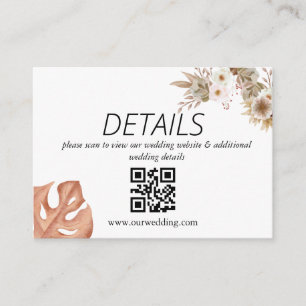 Bohemian Floral Terrakotta Hochzeits-QR-Code Begleitkarte